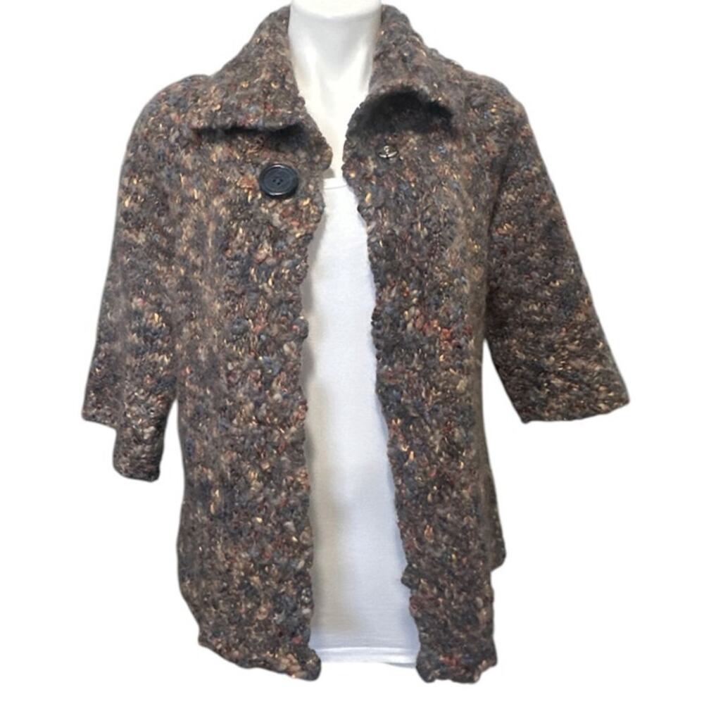 Leo & Nicole Boucle Swing Jacket Women's Size 1X Multicolor Chunky Tweed Boho
